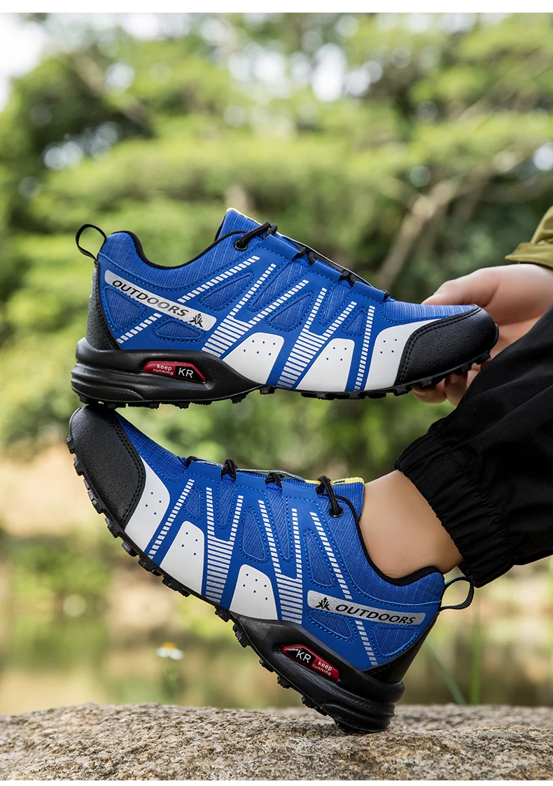 Men's Mesh Breathable Hiking Shoes Lightweight Non-slip Waterproof Wear Resistant Outdoor Trekking Camping Sneakers