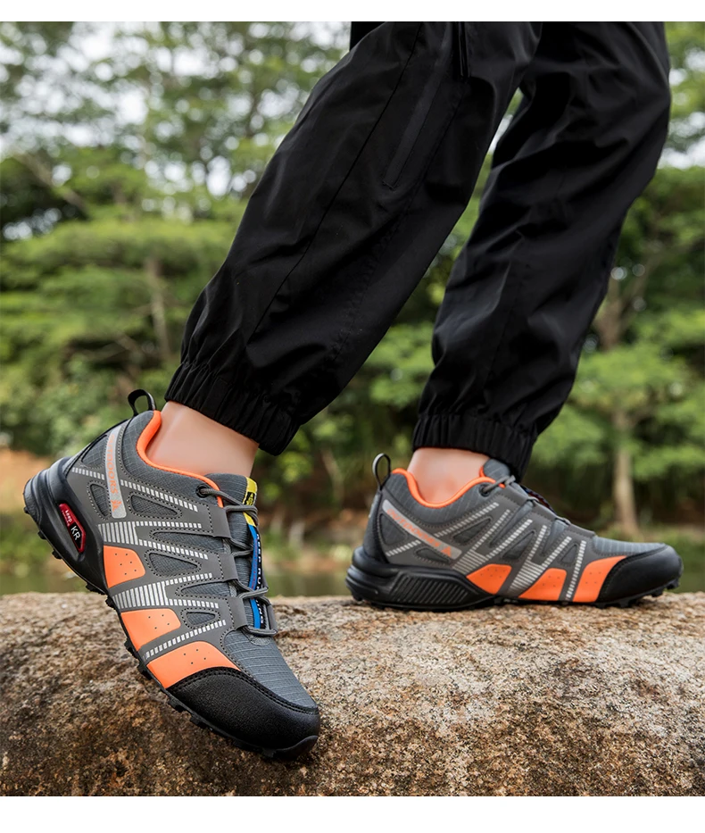 Men's Mesh Breathable Hiking Shoes Lightweight Non-slip Waterproof Wear Resistant Outdoor Trekking Camping Sneakers
