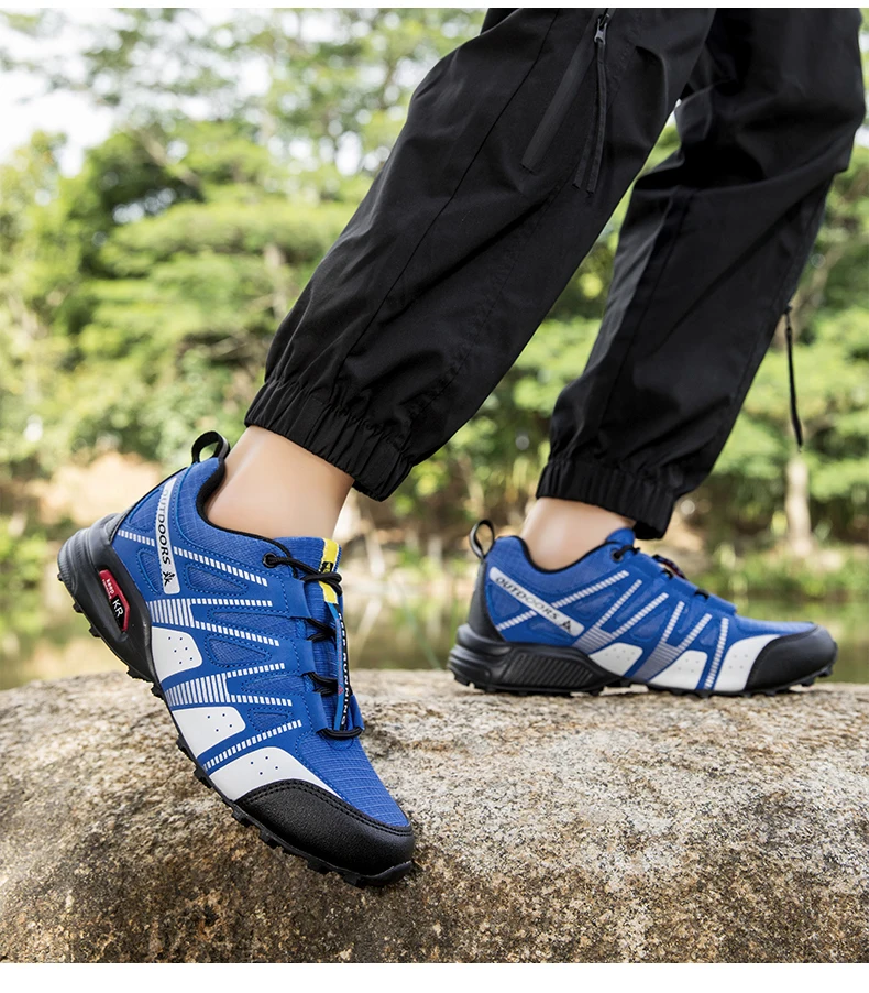 Men's Mesh Breathable Hiking Shoes Lightweight Non-slip Waterproof Wear Resistant Outdoor Trekking Camping Sneakers