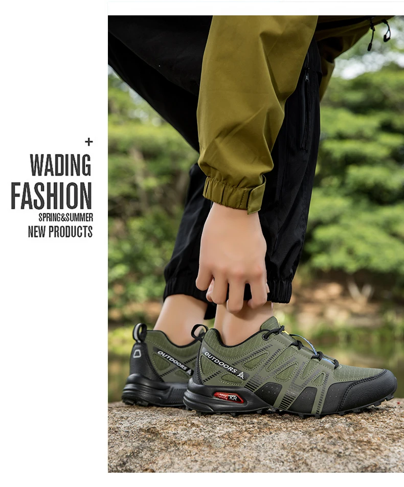 Men's Mesh Breathable Hiking Shoes Lightweight Non-slip Waterproof Wear Resistant Outdoor Trekking Camping Sneakers