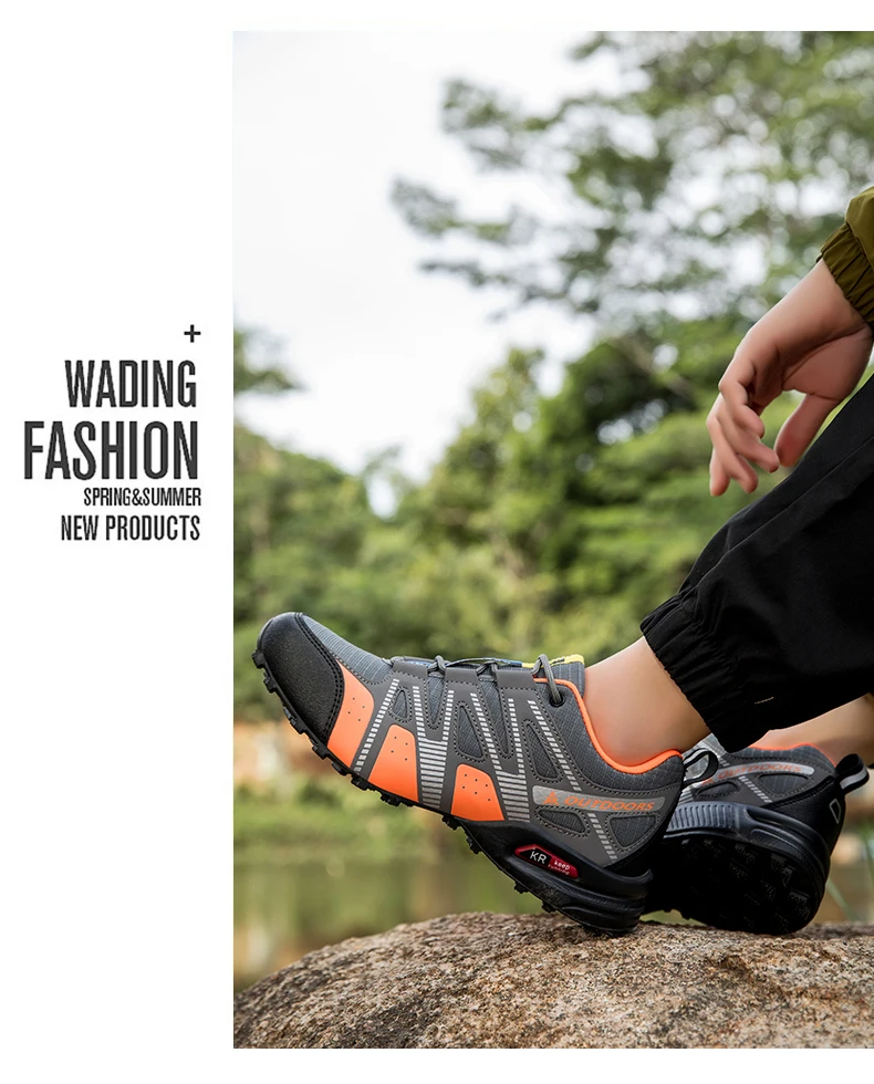 Men's Mesh Breathable Hiking Shoes Lightweight Non-slip Waterproof Wear Resistant Outdoor Trekking Camping Sneakers