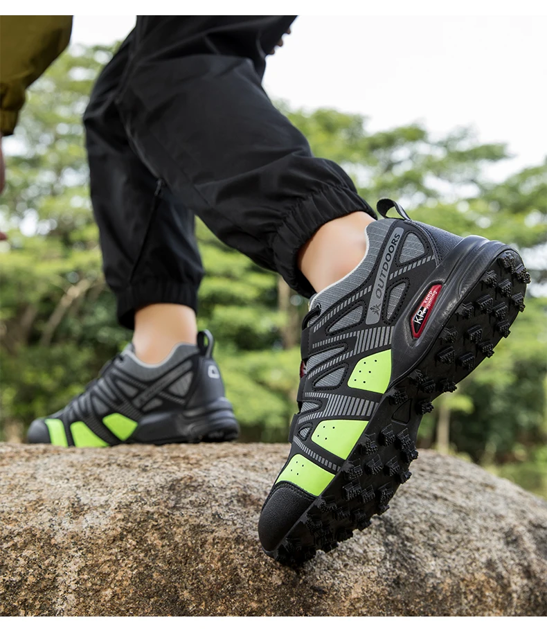 Men's Mesh Breathable Hiking Shoes Lightweight Non-slip Waterproof Wear Resistant Outdoor Trekking Camping Sneakers