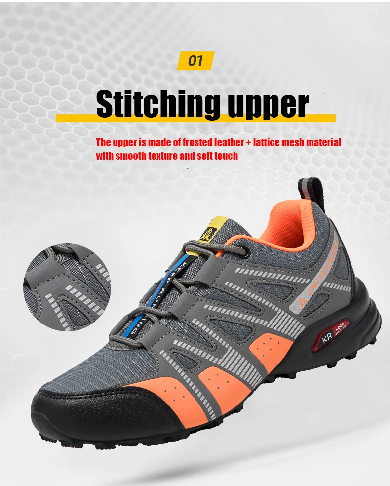 Men's Mesh Breathable Hiking Shoes Lightweight Non-slip Waterproof Wear Resistant Outdoor Trekking Camping Sneakers