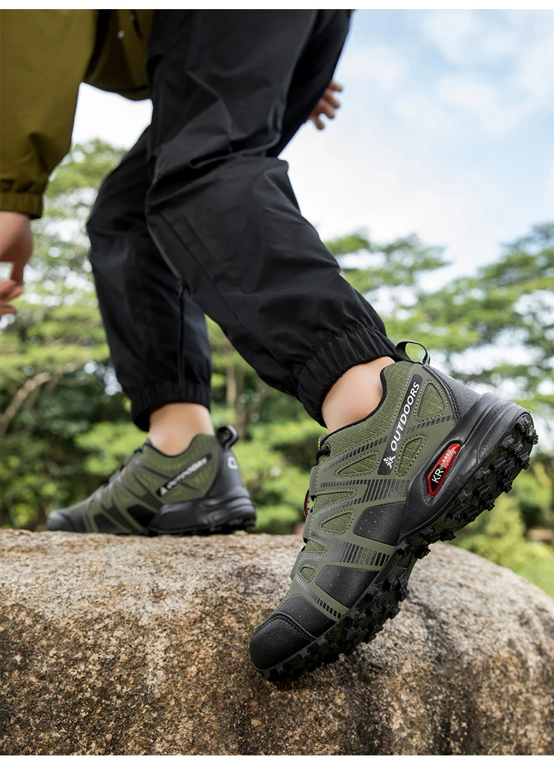 Men's Mesh Breathable Hiking Shoes Lightweight Non-slip Waterproof Wear Resistant Outdoor Trekking Camping Sneakers