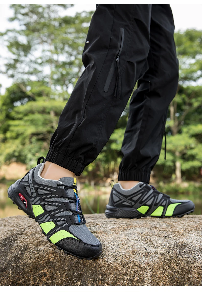 Men's Mesh Breathable Hiking Shoes Lightweight Non-slip Waterproof Wear Resistant Outdoor Trekking Camping Sneakers