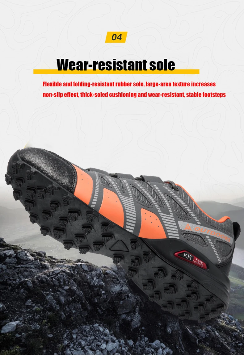 Men's Mesh Breathable Hiking Shoes Lightweight Non-slip Waterproof Wear Resistant Outdoor Trekking Camping Sneakers