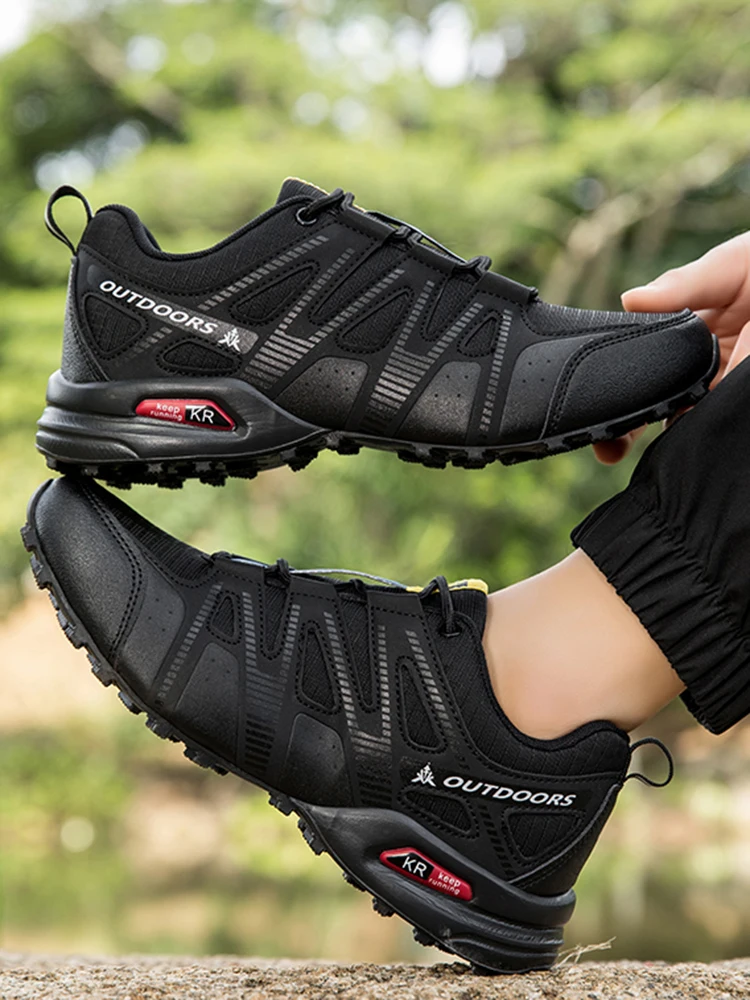 Men's Mesh Breathable Hiking Shoes Lightweight Non-slip Waterproof Wear Resistant Outdoor Trekking Camping Sneakers