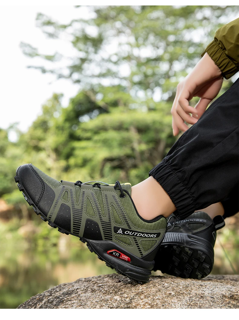 Men's Mesh Breathable Hiking Shoes Lightweight Non-slip Waterproof Wear Resistant Outdoor Trekking Camping Sneakers