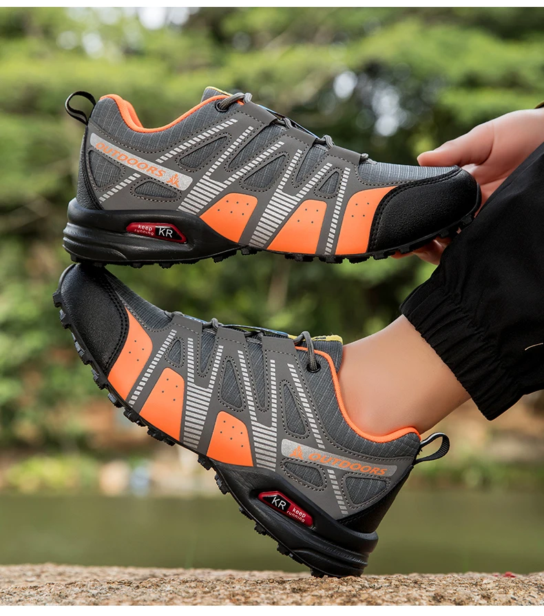 Men's Mesh Breathable Hiking Shoes Lightweight Non-slip Waterproof Wear Resistant Outdoor Trekking Camping Sneakers