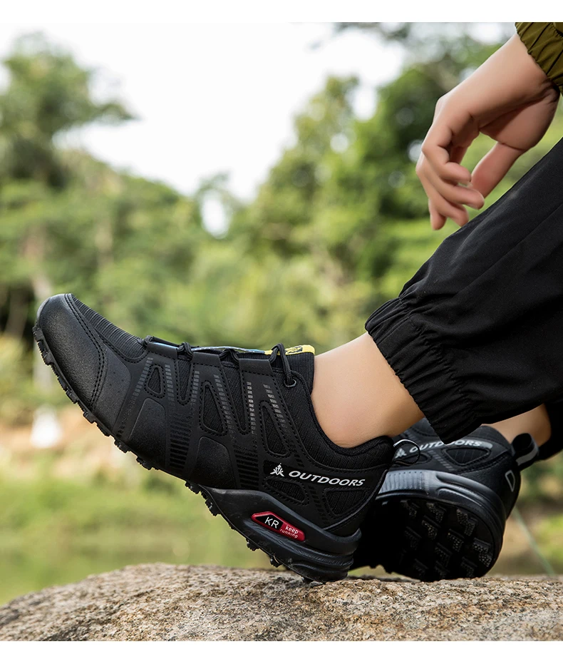 Men's Mesh Breathable Hiking Shoes Lightweight Non-slip Waterproof Wear Resistant Outdoor Trekking Camping Sneakers