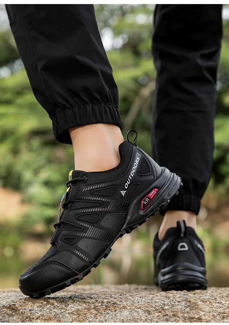 Men's Mesh Breathable Hiking Shoes Lightweight Non-slip Waterproof Wear Resistant Outdoor Trekking Camping Sneakers