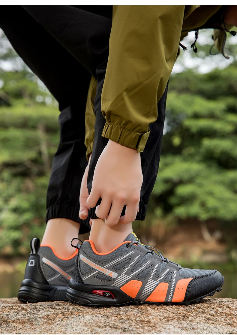Men's Mesh Breathable Hiking Shoes Lightweight Non-slip Waterproof Wear Resistant Outdoor Trekking Camping Sneakers
