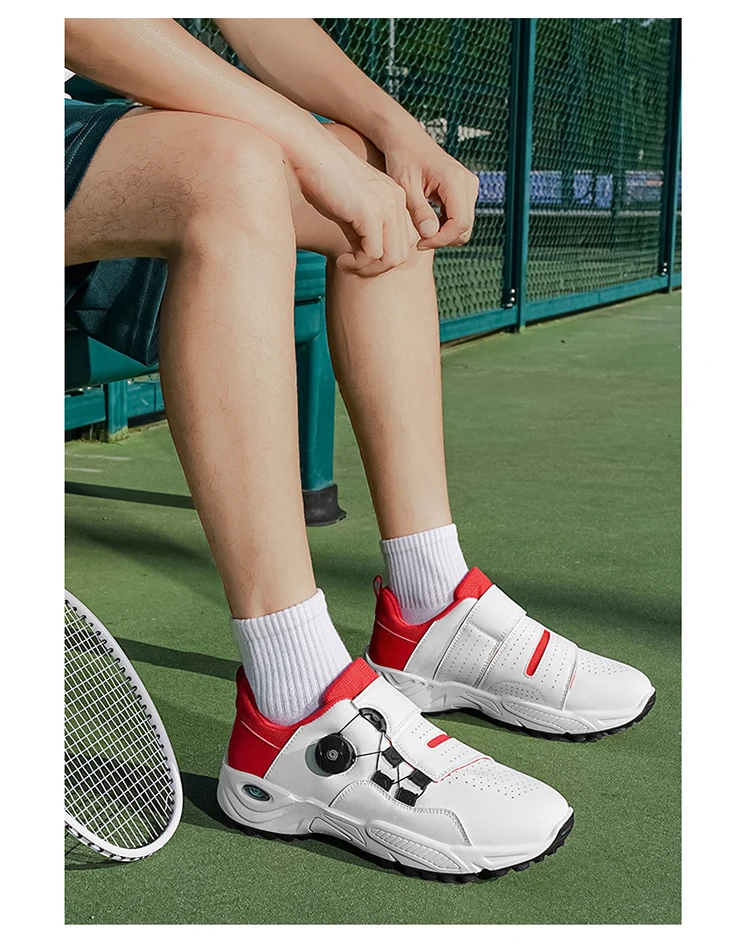 Professional Badminton Shoes with Rotary Lock Buckle, Breathable, Shock-Absorbing, Non-Slip, Comfortable Support for Court Swing Movements, Men's Casual Sports Shoes