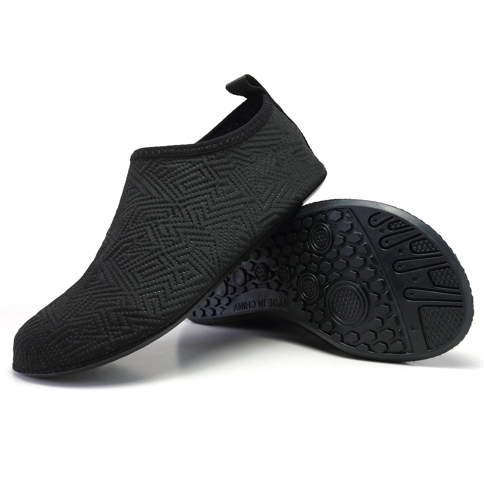 Unisex Black Quick Dry Water Shoes Barefoot Aqua Socks with Non-Slip Soft Sole for Beach Swim Surf Yoga Fitness Exercise