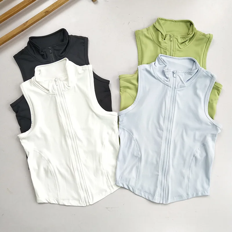 Zip Up Sleeveless Training Vest, Quick Dry Athletic Top for Gym, Running & Yoga, Versatile Casual Outerwear