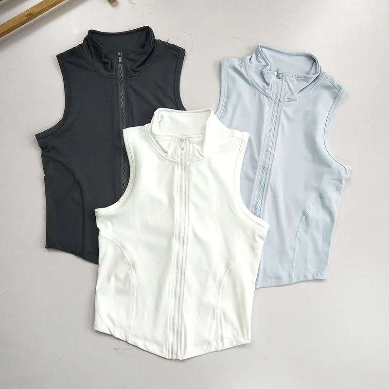 Zip Up Sleeveless Training Vest, Quick Dry Athletic Top for Gym, Running & Yoga, Versatile Casual Outerwear