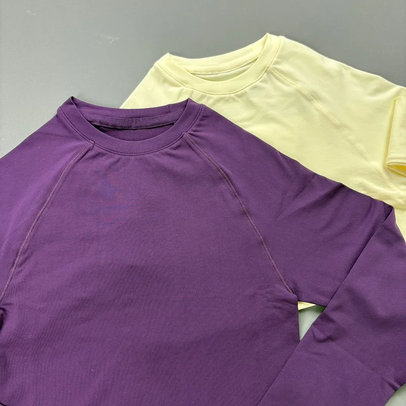 Long Sleeve Workout Top Women Crew Neck Raglan Sleeve Soft Lightweight Slim Fit Stretch Yoga Pilates Running Gym Athletic Tee