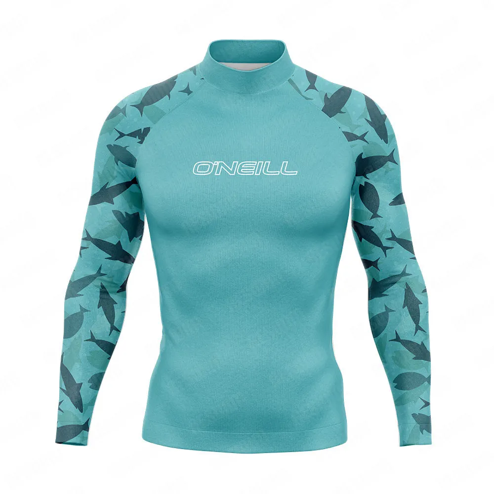 New Men's Surf Swimsuit Rash Guards Long Sleeve Surfing T-Shirt UPF 50+ Swimwear Quick Dry Beach Water Sports Swimming Clothes