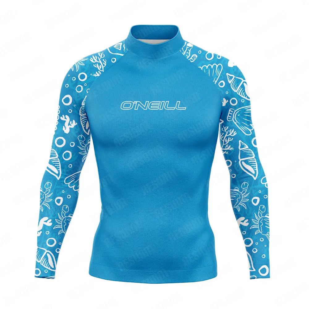 New Men's Surf Swimsuit Rash Guards Long Sleeve Surfing T-Shirt UPF 50+ Swimwear Quick Dry Beach Water Sports Swimming Clothes