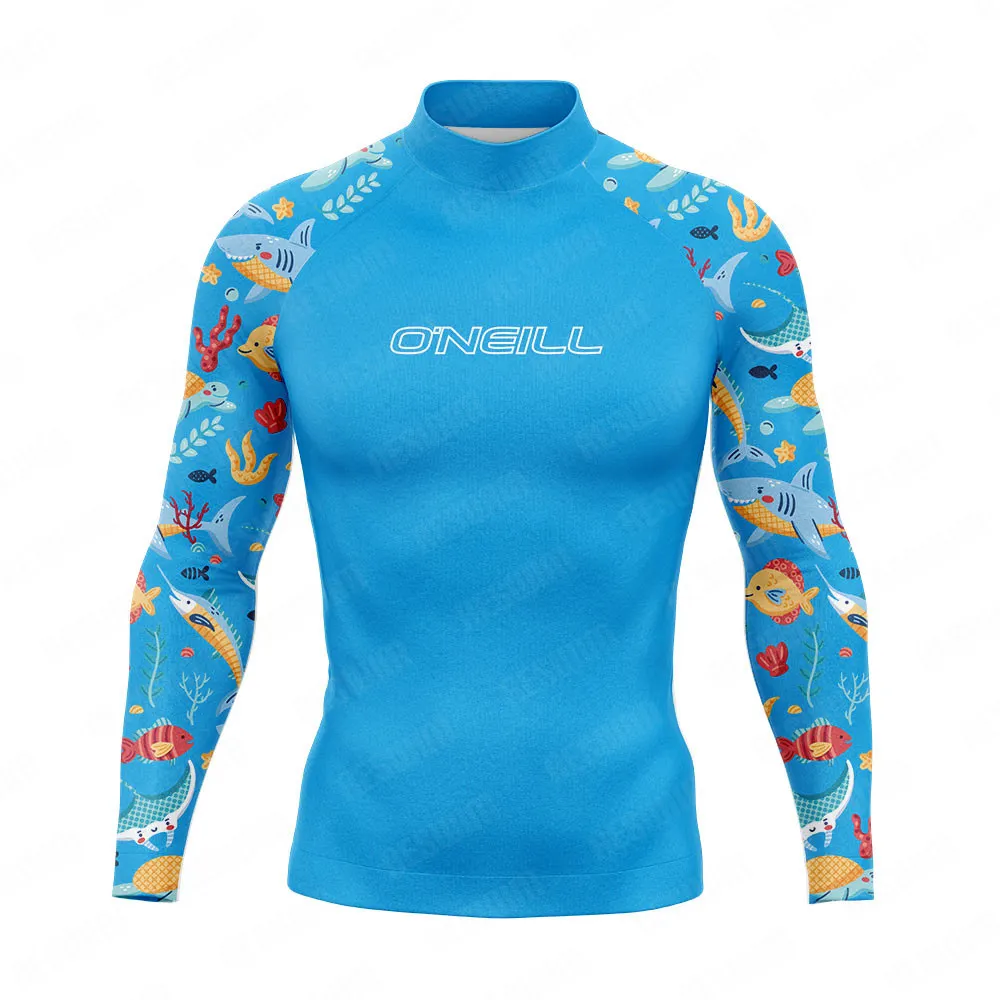 New Men's Surf Swimsuit Rash Guards Long Sleeve Surfing T-Shirt UPF 50+ Swimwear Quick Dry Beach Water Sports Swimming Clothes