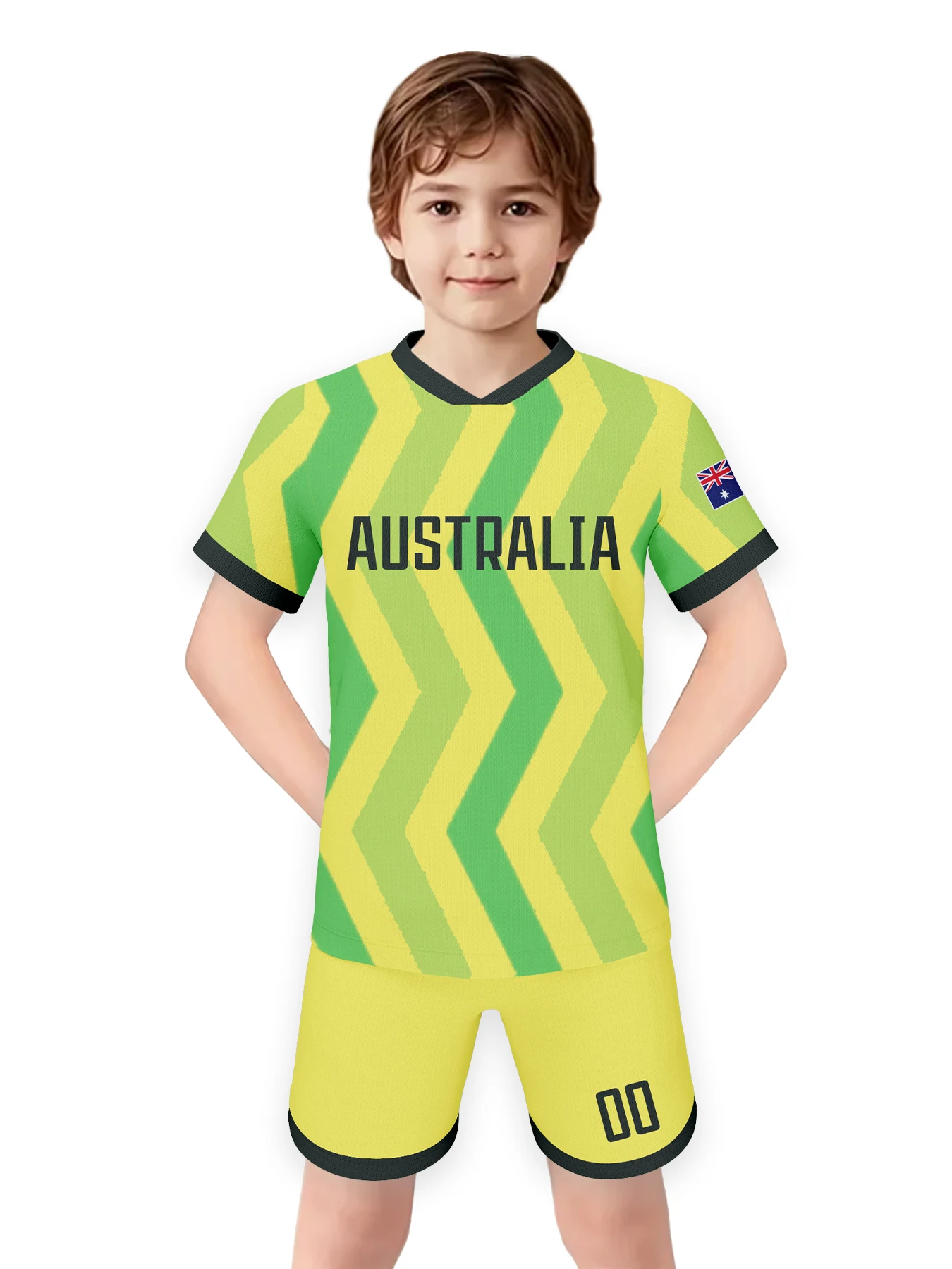 Custom Australia Soccer Kit Personalized Football Set with Name Number Breathable Team Training Uniform for Kids Youth