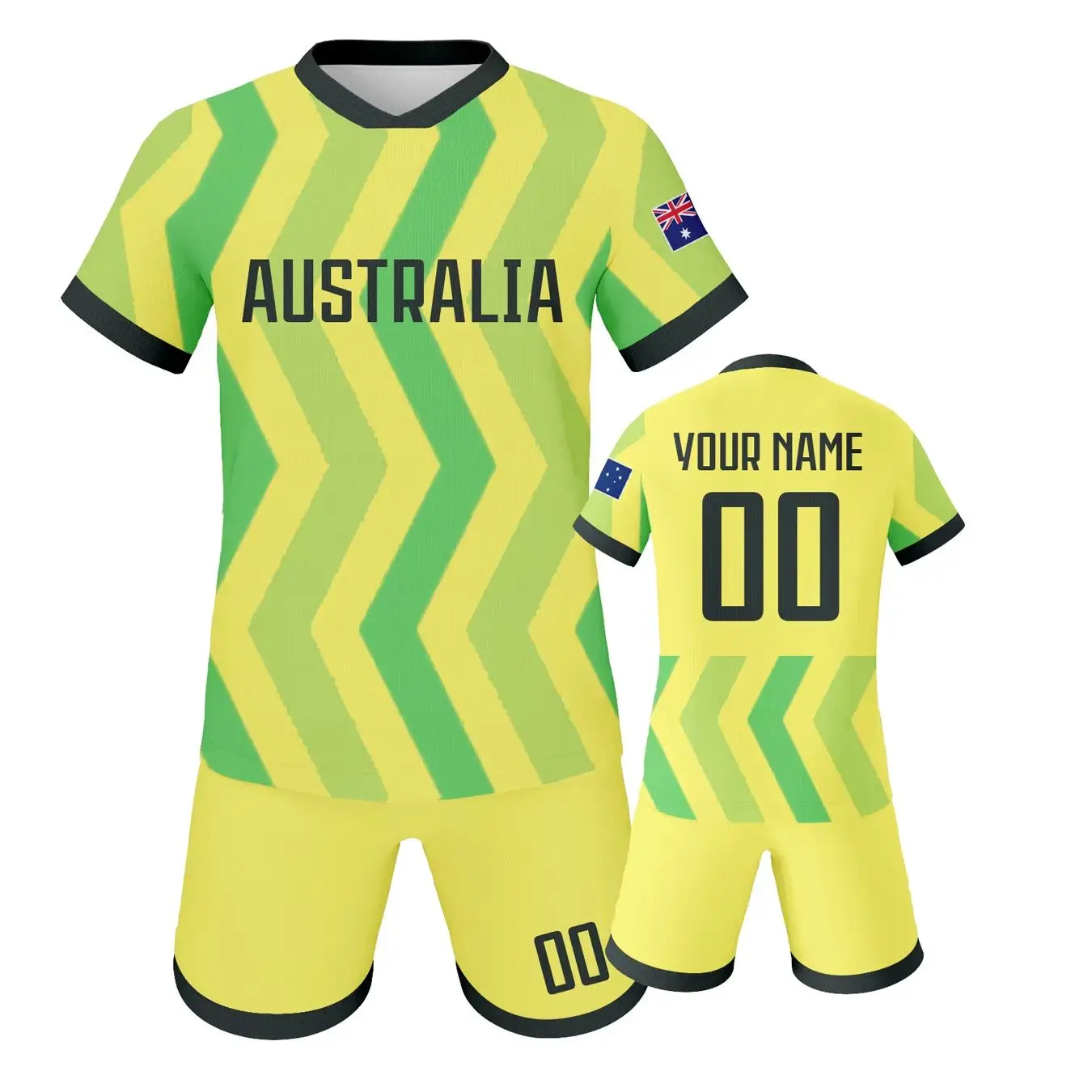 Custom Australia Soccer Kit Personalized Football Set with Name Number Breathable Team Training Uniform for Kids Youth