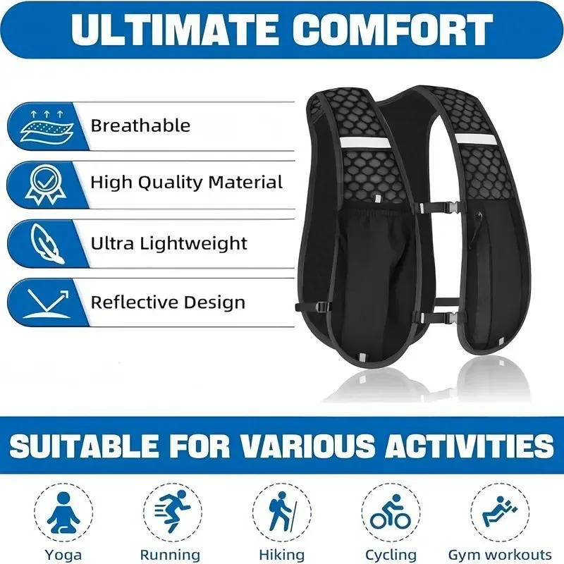 Hiking Climbing Hydration Backpack Unisex Outdoor Running Marathon Trail Water Bladder Vest Sports Rucksack Pack