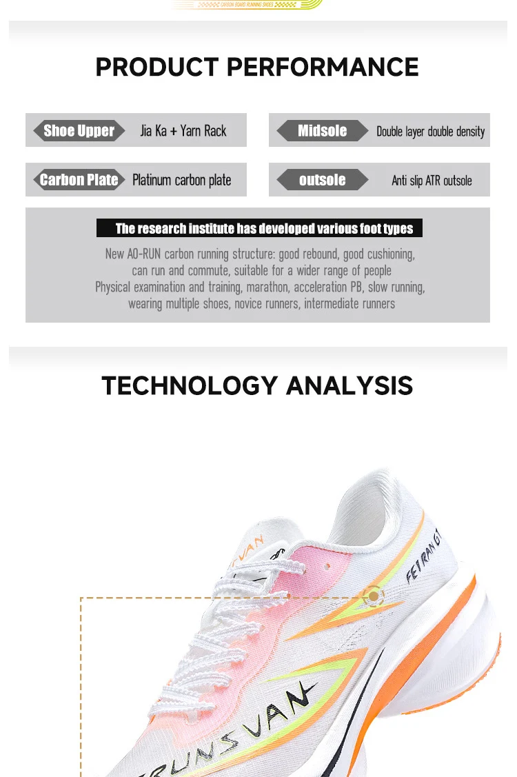 IRUNSVAN Professional Marathon Carbon Plate For Men Cushioning Shock Absorption Breathable Lightweight Running Shoe 106