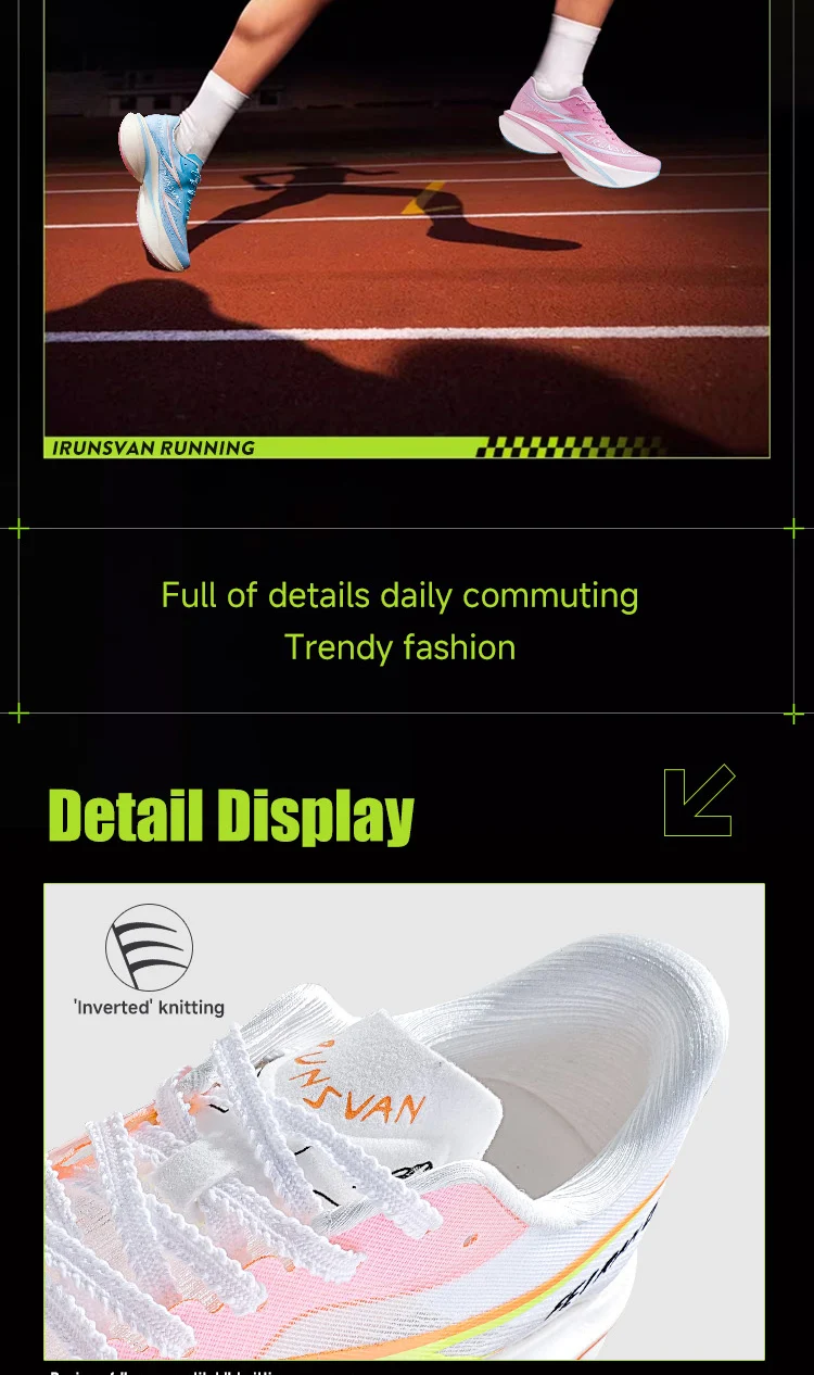 IRUNSVAN Professional Marathon Carbon Plate For Men Cushioning Shock Absorption Breathable Lightweight Running Shoe 106