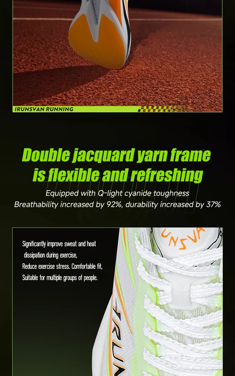 IRUNSVAN Professional Marathon Carbon Plate For Men Cushioning Shock Absorption Breathable Lightweight Running Shoe 106