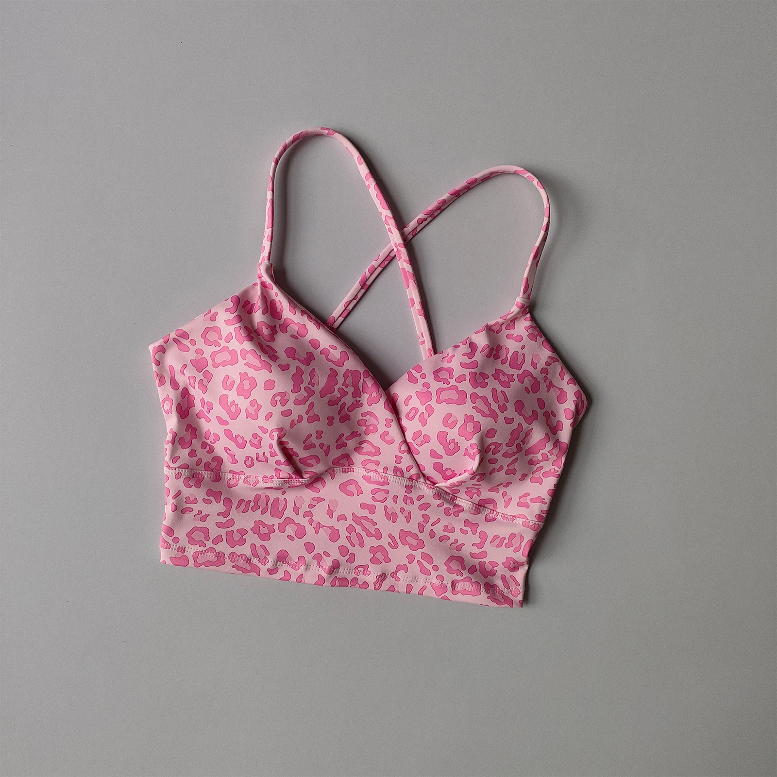 Cherry Print Yoga Vest Women with Chest Pad Fixed Cup Beautiful Back Sports Bra Running Fitness Clothing Outer Wear Suspenders