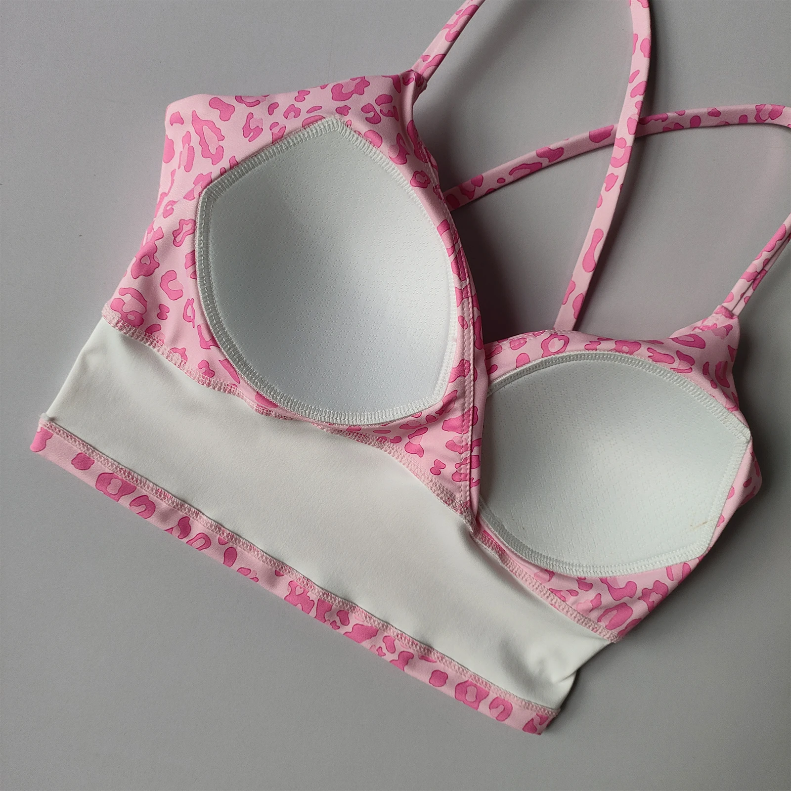 Cherry Print Yoga Vest Women with Chest Pad Fixed Cup Beautiful Back Sports Bra Running Fitness Clothing Outer Wear Suspenders
