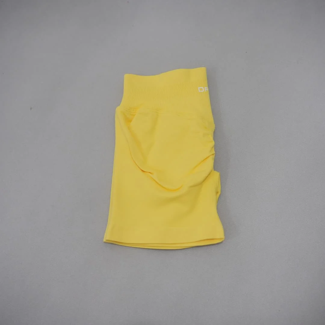 DF-LOGO Women High Waist Scrunch Butt Lift Yoga Shorts Squat Proof Push Up Workout Gym Running Fitness Athletic Sports Shorts