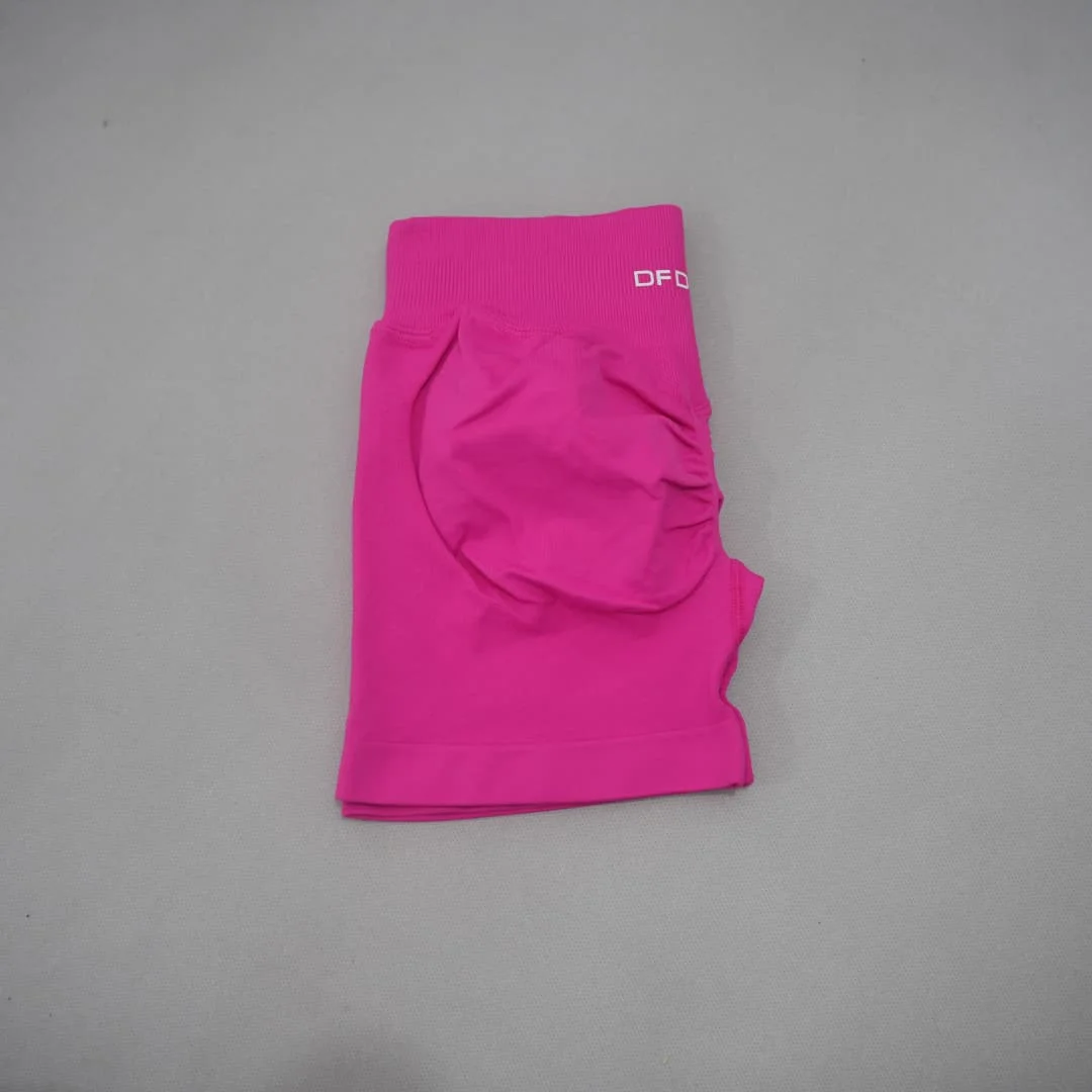 DF-LOGO Women High Waist Scrunch Butt Lift Yoga Shorts Squat Proof Push Up Workout Gym Running Fitness Athletic Sports Shorts