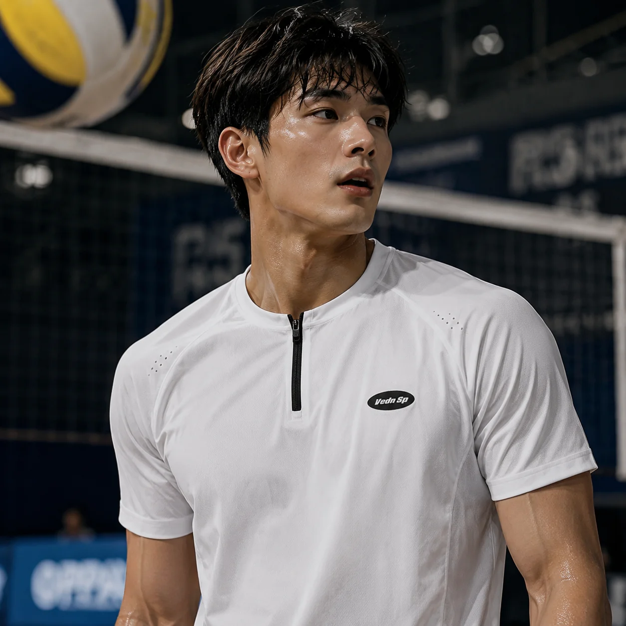 Veidoorn Men Half Zip Sports T-Shirt Running Training Tee With Vent Holes Breathable Athletic Top For Basketball Workout