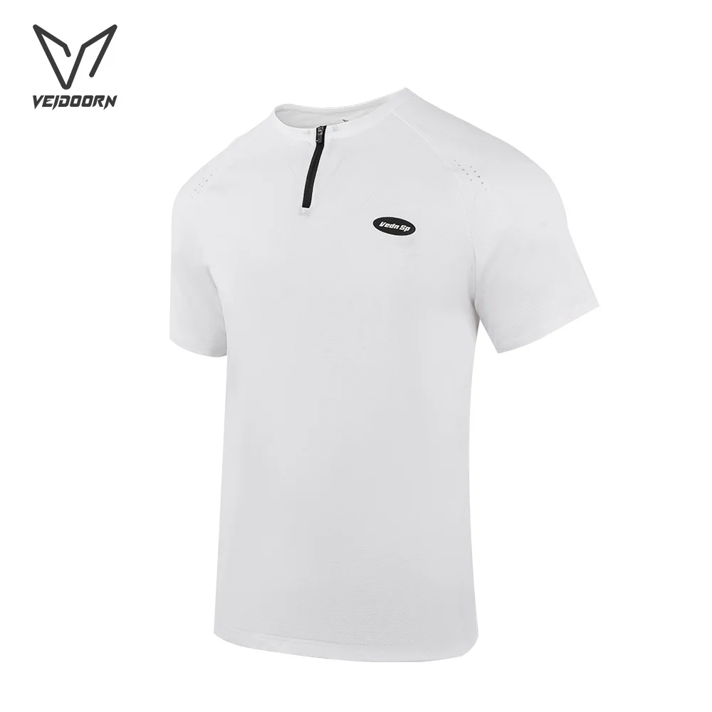 Veidoorn Men Half Zip Sports T-Shirt Running Training Tee With Vent Holes Breathable Athletic Top For Basketball Workout