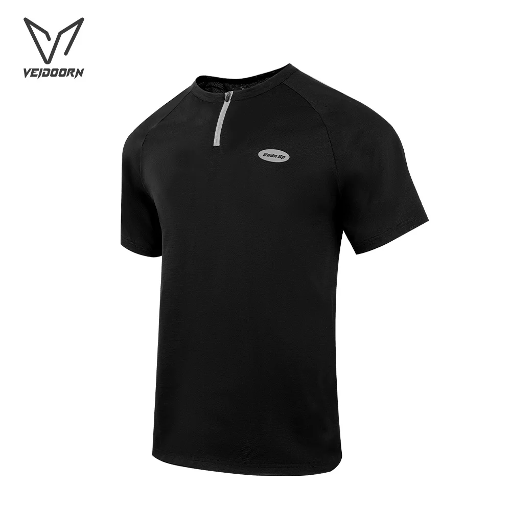 Veidoorn Men Half Zip Sports T-Shirt Running Training Tee With Vent Holes Breathable Athletic Top For Basketball Workout