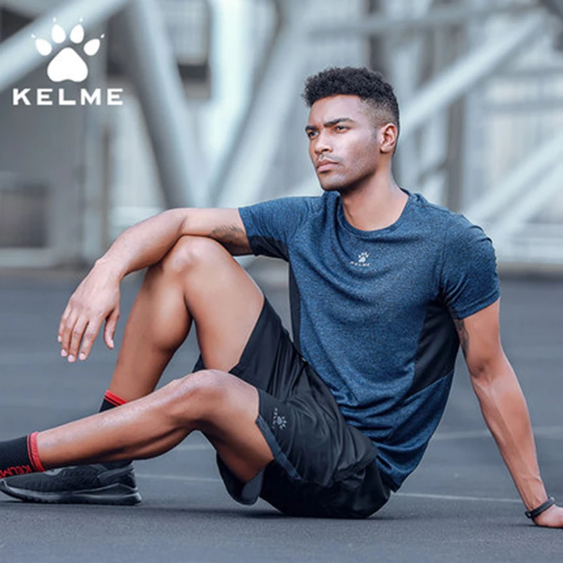 KELME Men's Running Shorts  Soccer Pants Summer Elastic Football Quick Dry Breathale Light Sportswear Sports Shorts Male 3881208