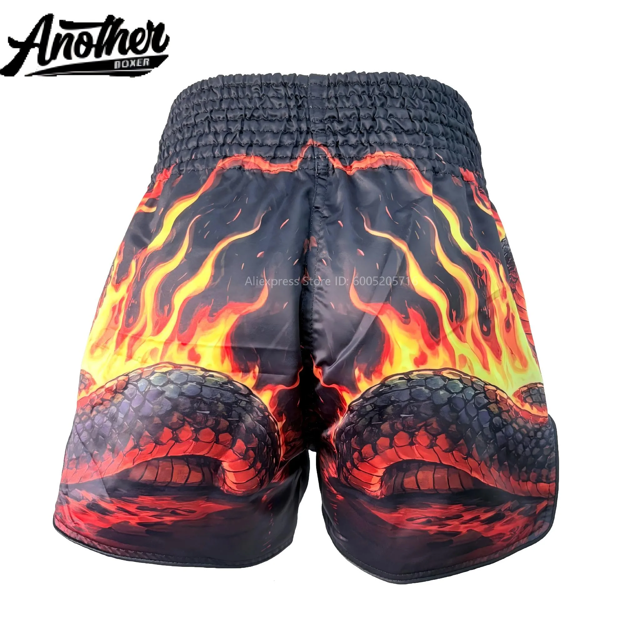 Fire Snake Muay Thai Shorts Quick Dry Elastic Waist Boxing Fight Shorts for Kickboxing MMA Gym Sparring Training Daily Bottoms