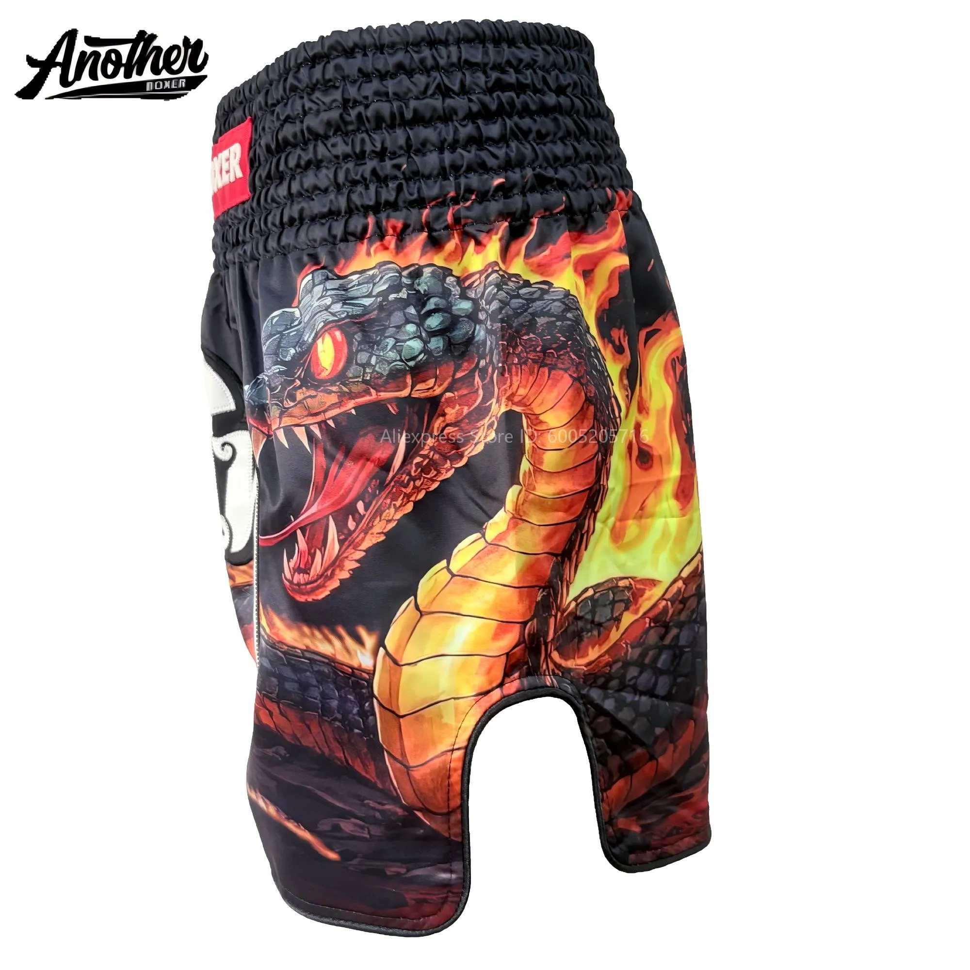 Fire Snake Muay Thai Shorts Quick Dry Elastic Waist Boxing Fight Shorts for Kickboxing MMA Gym Sparring Training Daily Bottoms