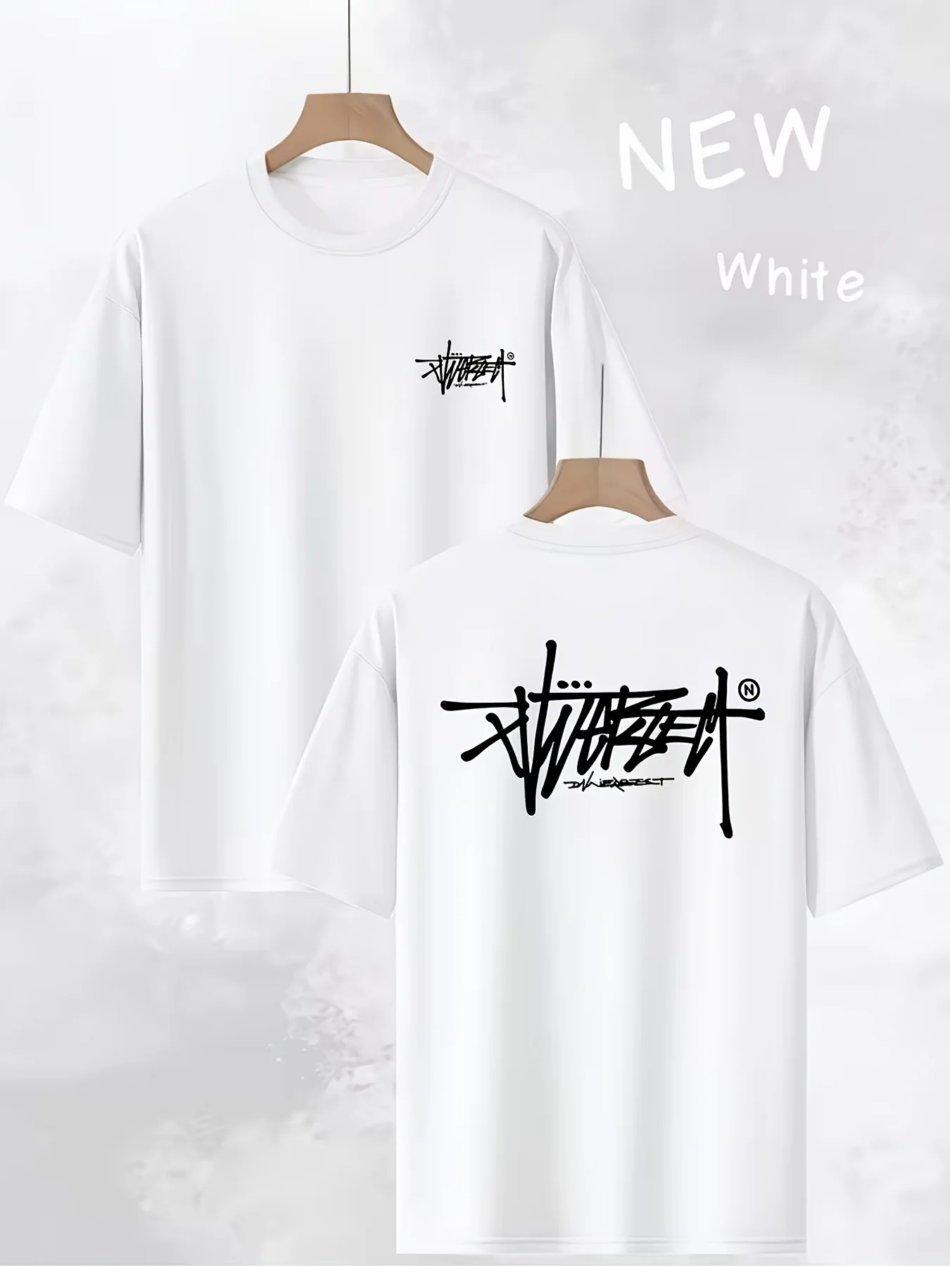 Men's Trendy Loose Fit Crew Neck T-Shirt, Casual Daily Short Sleeve Tee, Artistic Letter Print, Gift Idea