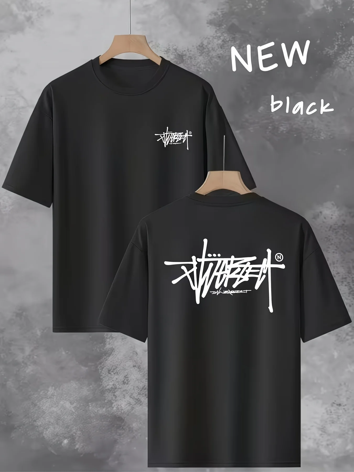 Men's Trendy Loose Fit Crew Neck T-Shirt, Casual Daily Short Sleeve Tee, Artistic Letter Print, Gift Idea
