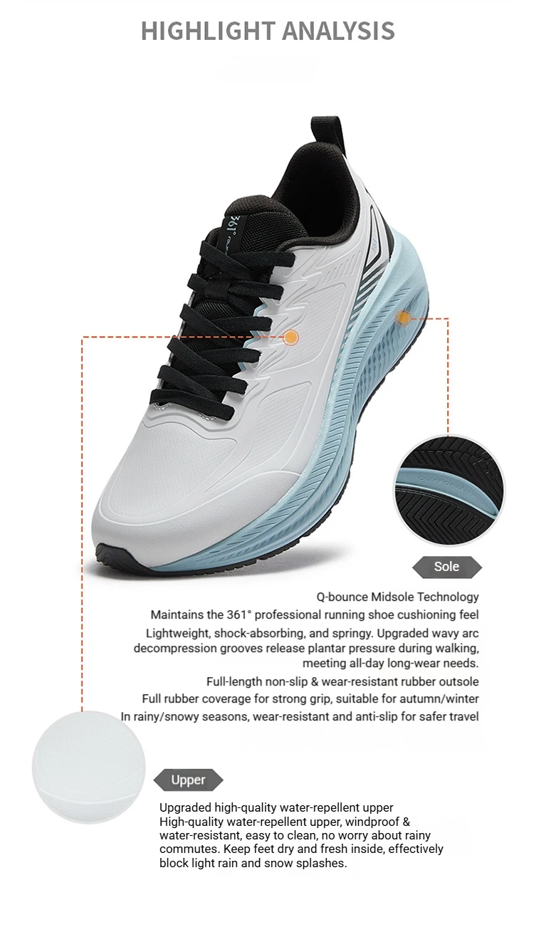 361 Degrees Fengyi 2 Rainblock Men Running Shoes Water Repellent Anti-Slip Grippy Cushioning Airy Male Sneakers 672632210
