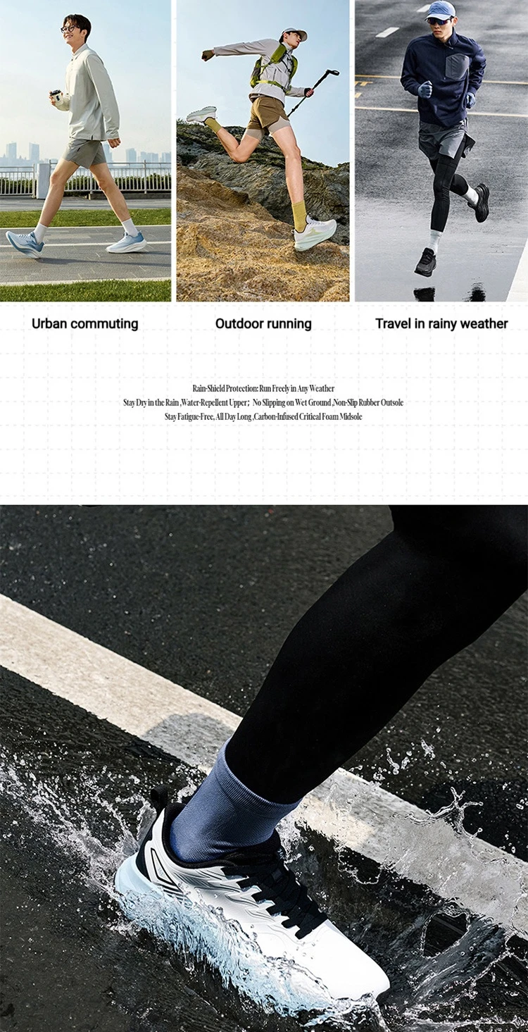 361 Degrees Fengyi 2 Rainblock Men Running Shoes Water Repellent Anti-Slip Grippy Cushioning Airy Male Sneakers 672632210