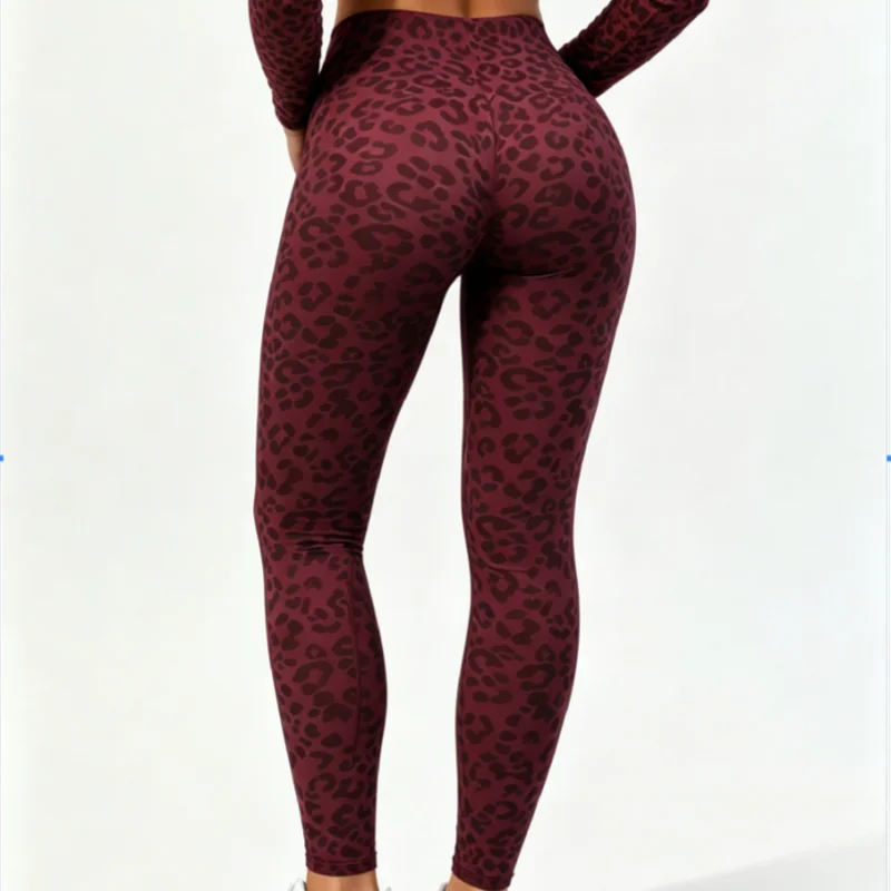 HISTELLO Butt Lift Leopard Print Leggings Fit Sculpt Breathable Seamless Tummy Control Slim Fit Yoga Gym Workout Sports Pants