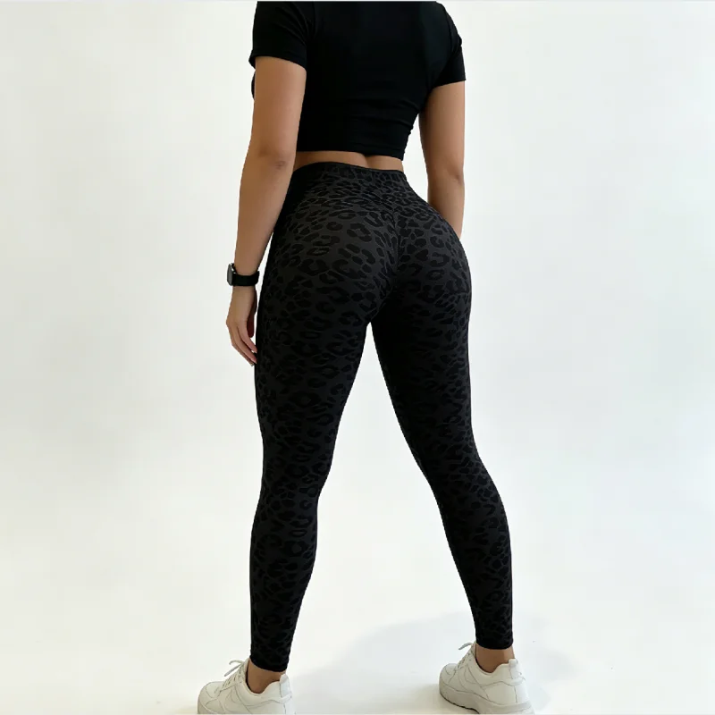 HISTELLO Butt Lift Leopard Print Leggings Fit Sculpt Breathable Seamless Tummy Control Slim Fit Yoga Gym Workout Sports Pants