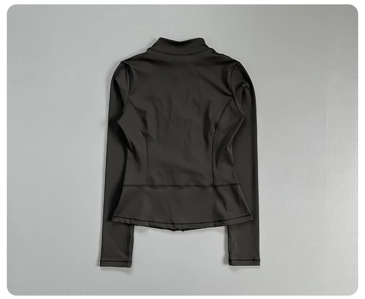 Half Zip Stand Collar Athletic Top Women Slim Long Sleeve Fitness Workout Running Jacket