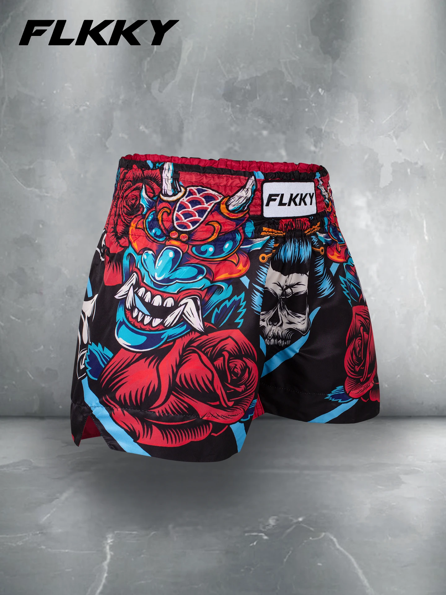 Muay Thai Shorts, Breathable Combat Shorts, Skull Print Men's and Women's MMA Training Boxing Shorts, Competition Combat Shorts