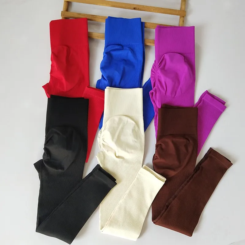 Winter Fall Ribbed Yoga Leggings - High Waisted Thickened Peach Lift, 4-Way Stretch Breathable Workout Pants