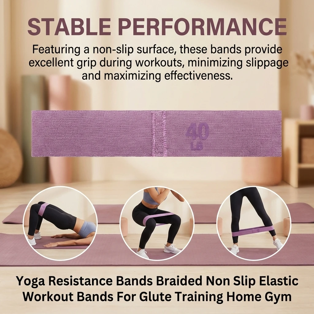 Crochet Non-Slip Yoga Resistance Band Glute Workout Elastic Fitness Pull Band for Butt Toning Leg Stretching Home Gym Training